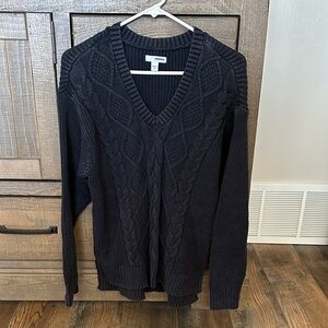 Sonoma Navy V-Neck Cable Knit Sweater